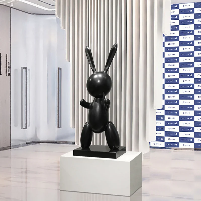 Lobby Decoration Decoration Hotel Lobby Large Floor Cartoon Glass Fiber Reinforced Plastic Sculpture Rabbit Art Decoration