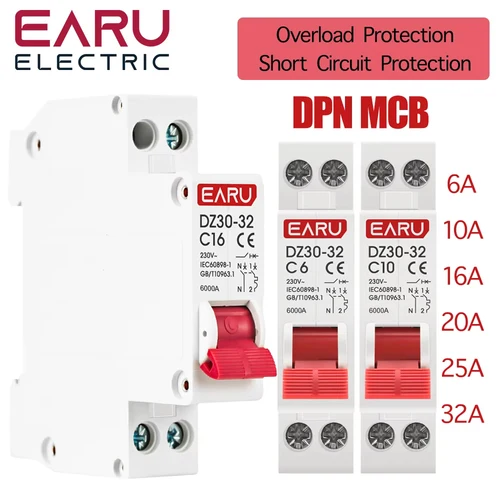 DZ30-32 DPN 1P + N Mini disyuntor MCB 6A 10A 16A 20A 25A 32A montaje en carril Din recorte miniatura interruptor de aire doméstico OEM DIY