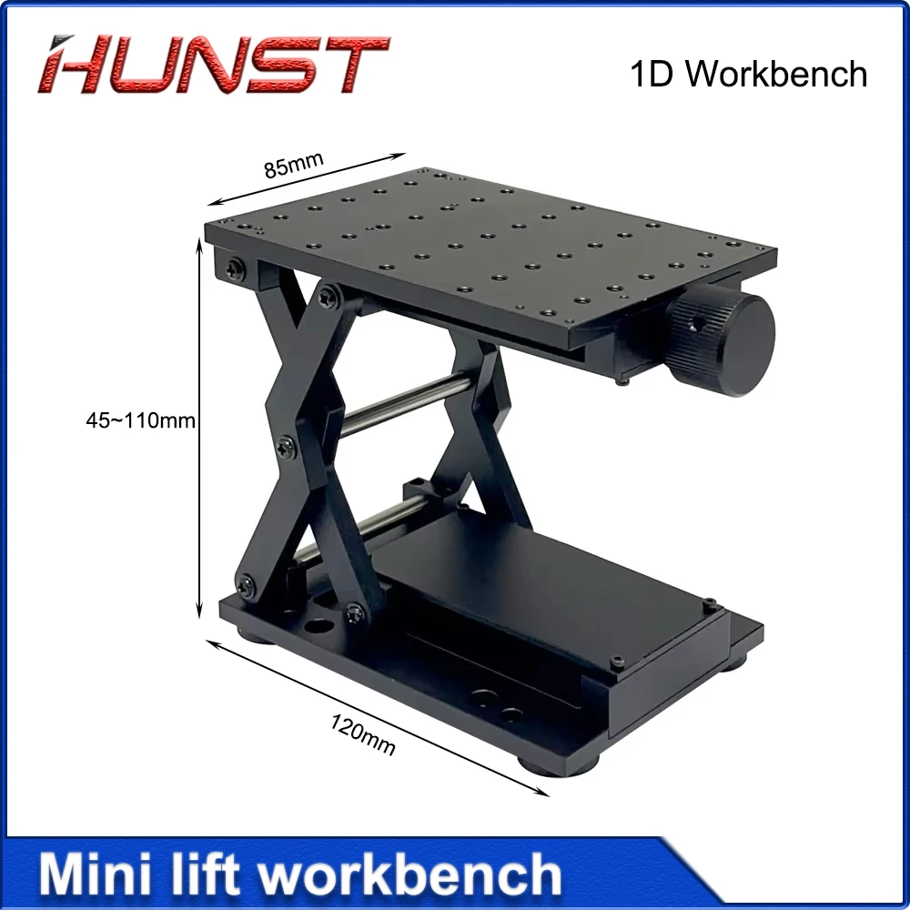 HUNST Banco de trabajo de elevación 1D negro, estante de tijera plano, plataforma de laboratorio, herramientas de banco unidimensionales