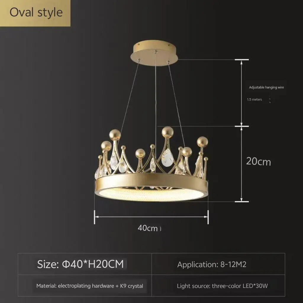 ثريا على طراز Queen Crown، ثريا كريستالية فاخرة ومتطورة لغرفة المعيشة، مصباح غرفة أطفال مبتكر. #6