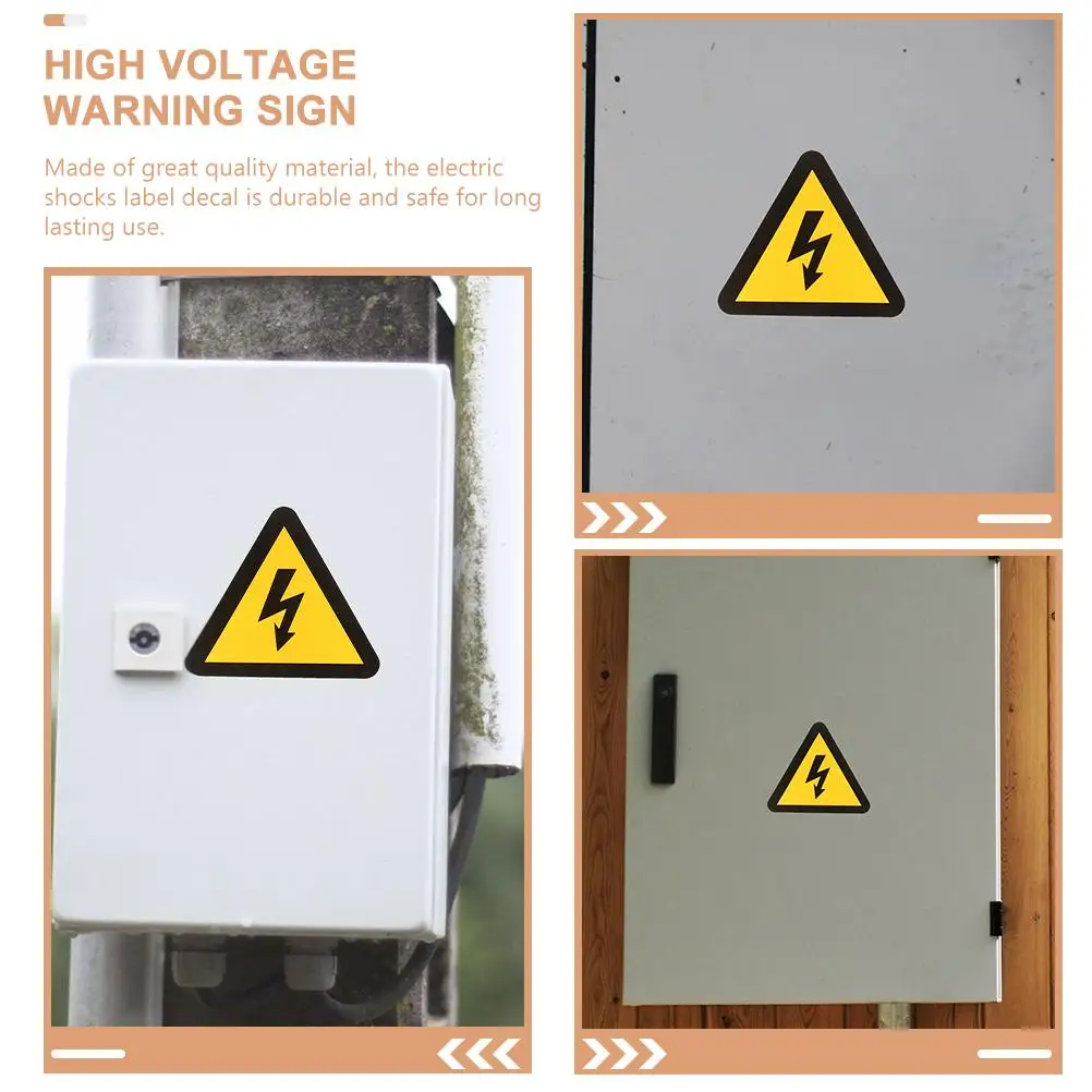 24 Pcs Electric Shock Warning Stickers Safety Signs Voltage Anti-static Yellow Triangle Labels High Voltage Caution Sticker