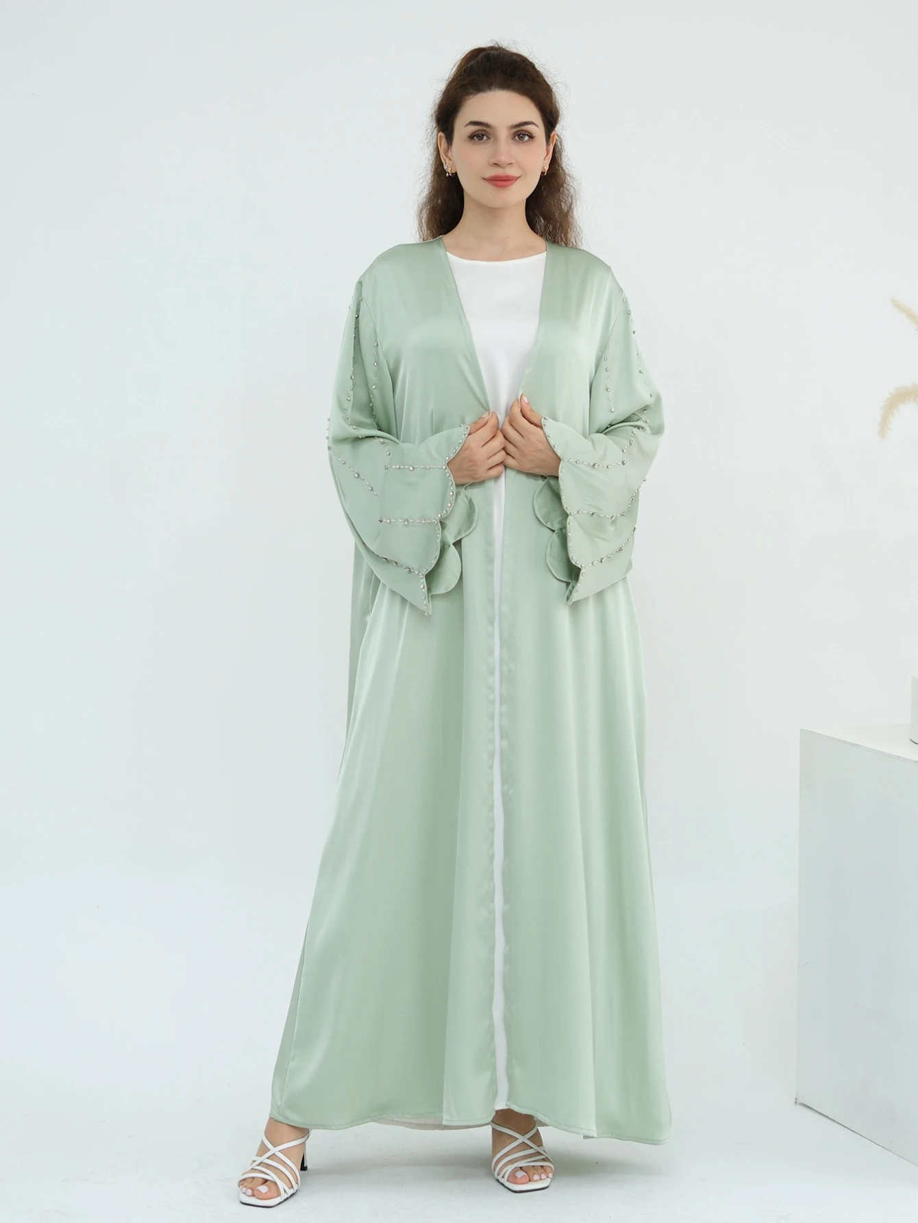 Eid Women Abaya Muslim Diamond Open Dress Jalabiya Ramadan Vestidos Largos Islam Party Arab Long Robe Morocco Dubai Kaftan 2026