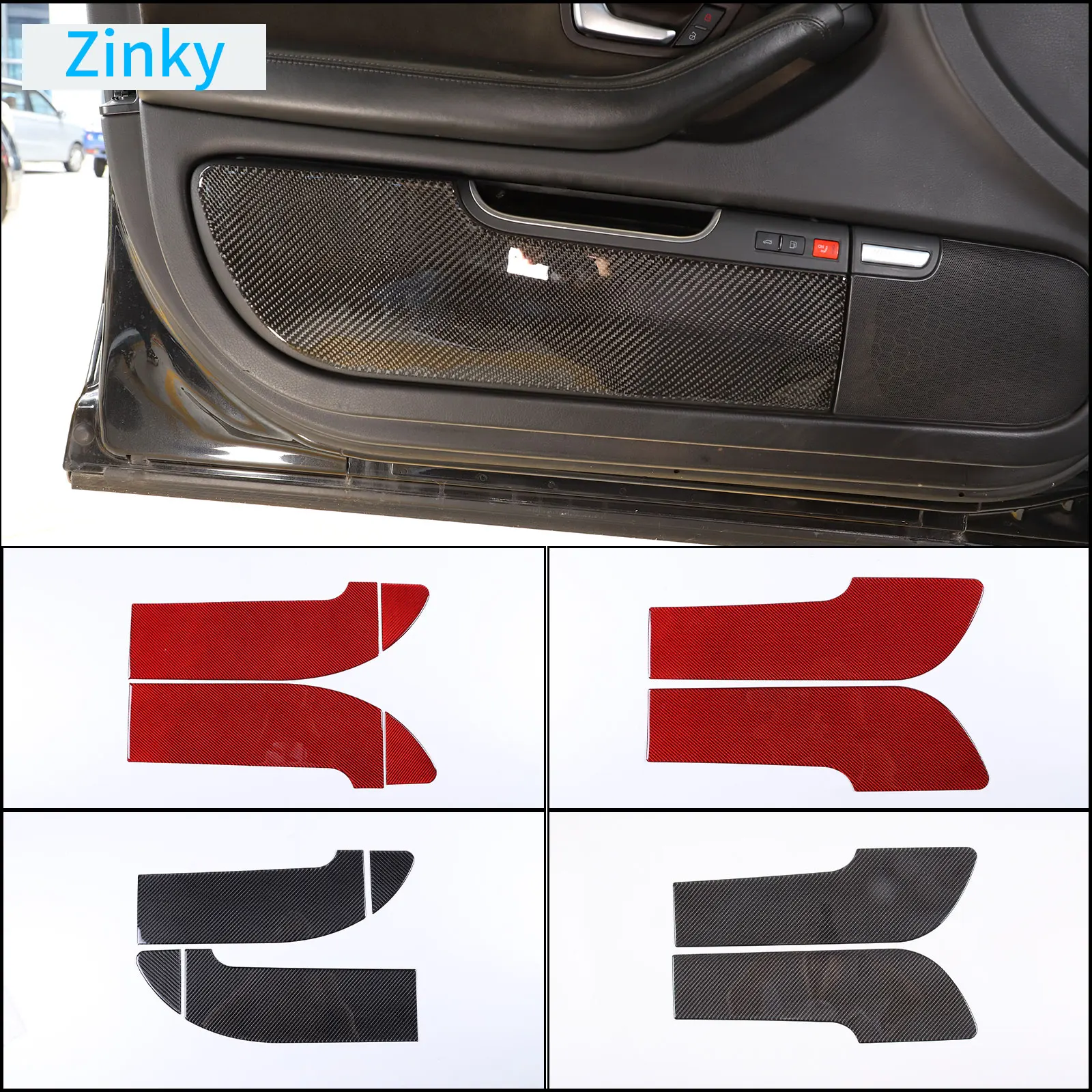 

Zinky Soft Carbon Fiber Door Anti-kick Panel Cover for Audi A8 D3 D4 2004-2012 Car Interior Accessories Decorative Sticker