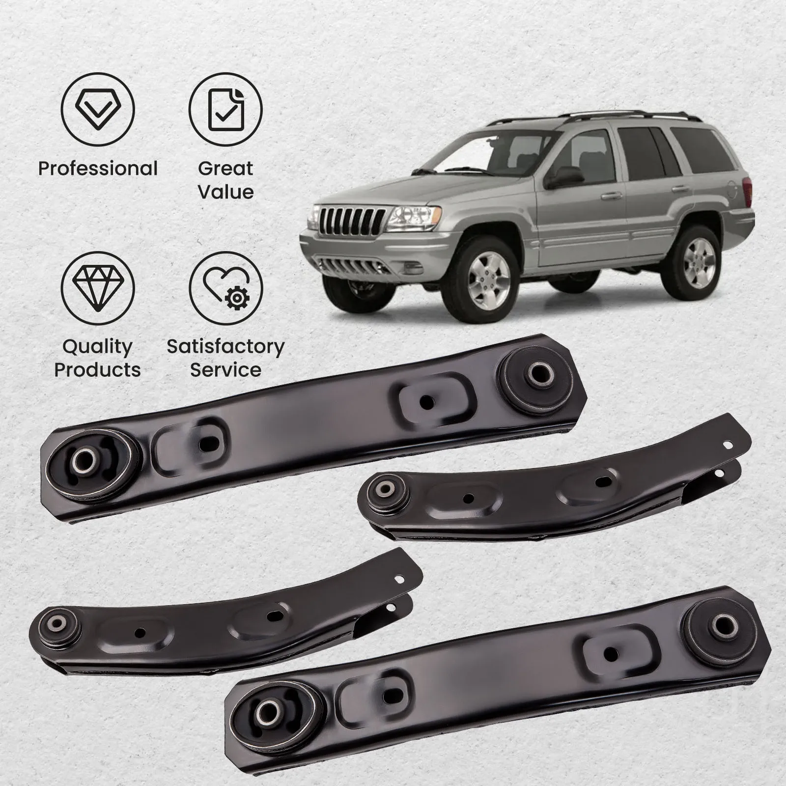 Front Upper + Lower Control Arm Assembly for Jeep Grand Cherokee 1999-2004 Suspension Kit