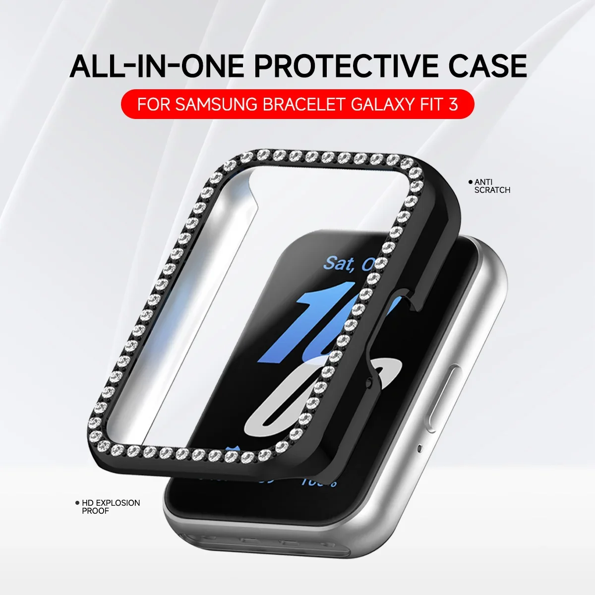 Etui Bumper Bling do Samsung Galaxy Fit 3, kryształowa, błyszcząca ramka ochronna z kryształkami i kryształkami (bez osłony ekranu)