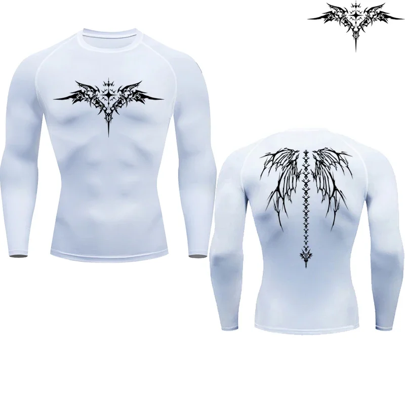 Camiseta informal de compresión con estampado de Anime para hombre, ropa deportiva de secado rápido para Fitness, deportes de gi