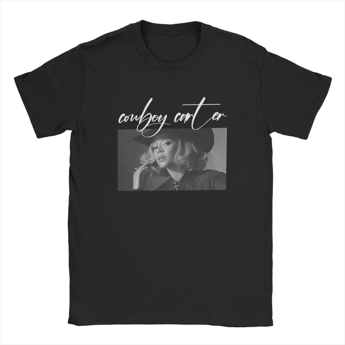 Men T-Shirt Cowboy Carter Album Beyonce Vintage Cotton Tee Shirt Short Sleeve Ha