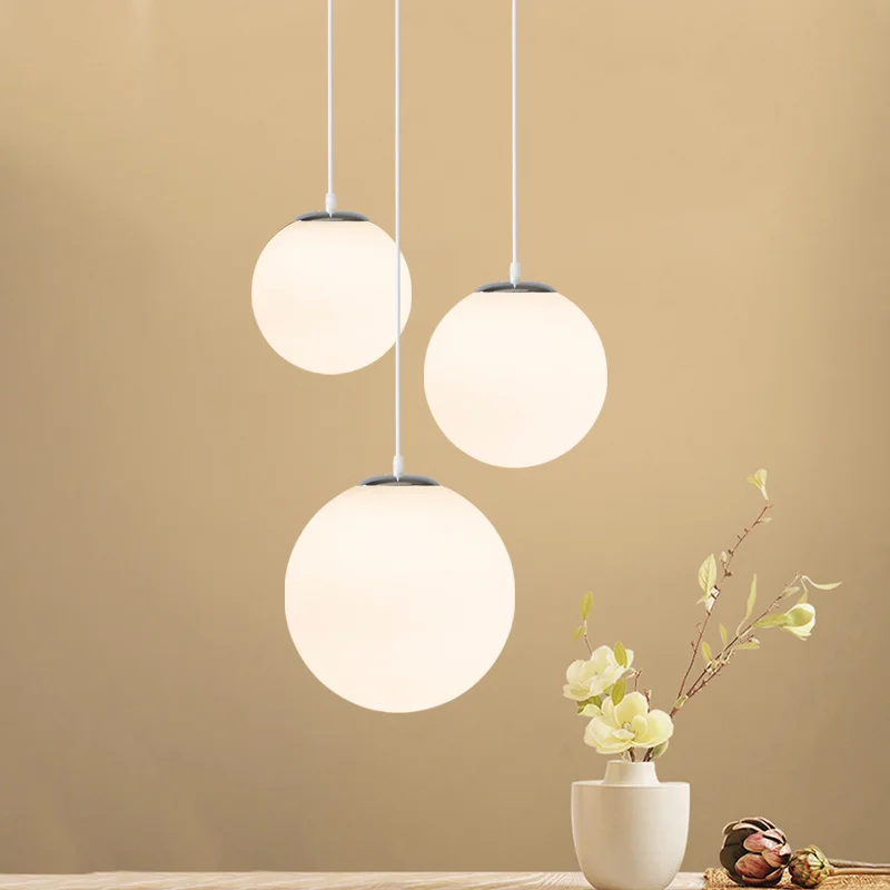 

Bulb freely Modern minimalist Creative Spherical Glass Lighting Milky White Ball Pendant Lamp