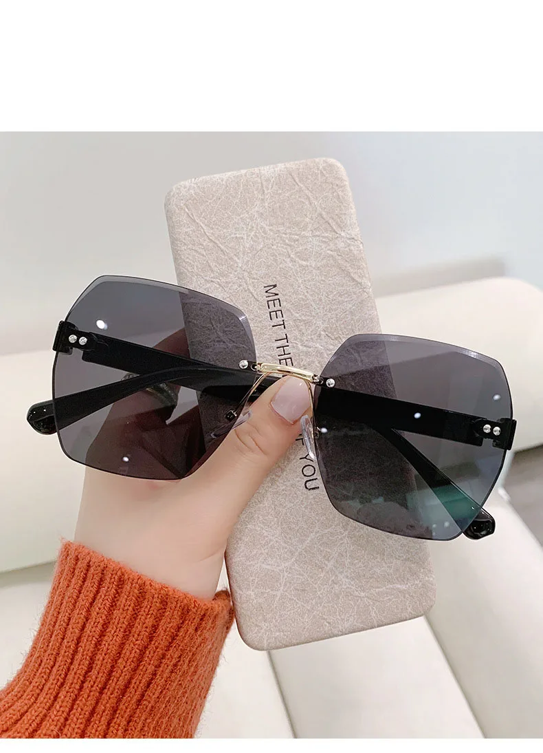 Brille Weibliche Koreanische Version Modische Sonnenbrille Rundes Gesicht Anti-Uv Starkes Licht Großes Gesicht Langes Gesicht Tawny Sonnenbrille – Detail 6