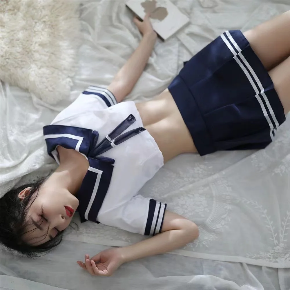 Cute Women Sexy Lingerie Schoolgirls Outfit Lingerie Roleplay Cosplay Sailor Costumes with Socks