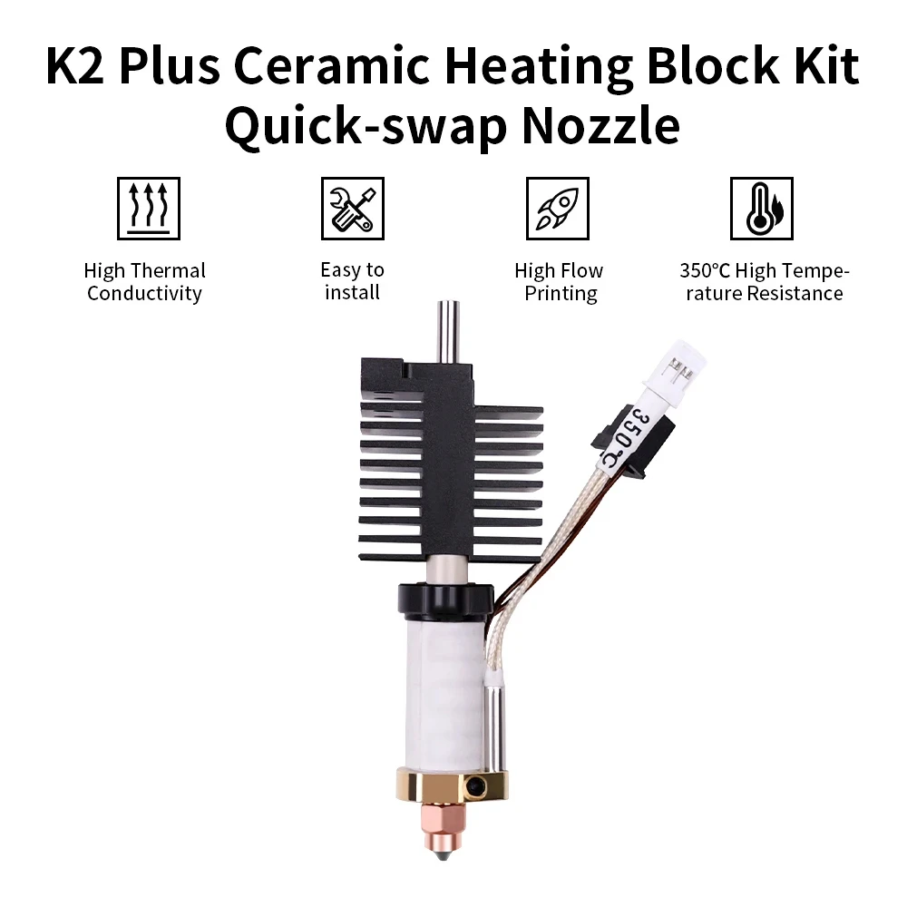 Creality K2 Plus用ホットエンドキット セラミックヒートブロック交換用ホットエンド K2 Plus 3Dプリンター用スペアパーツ クイックスワップノズル