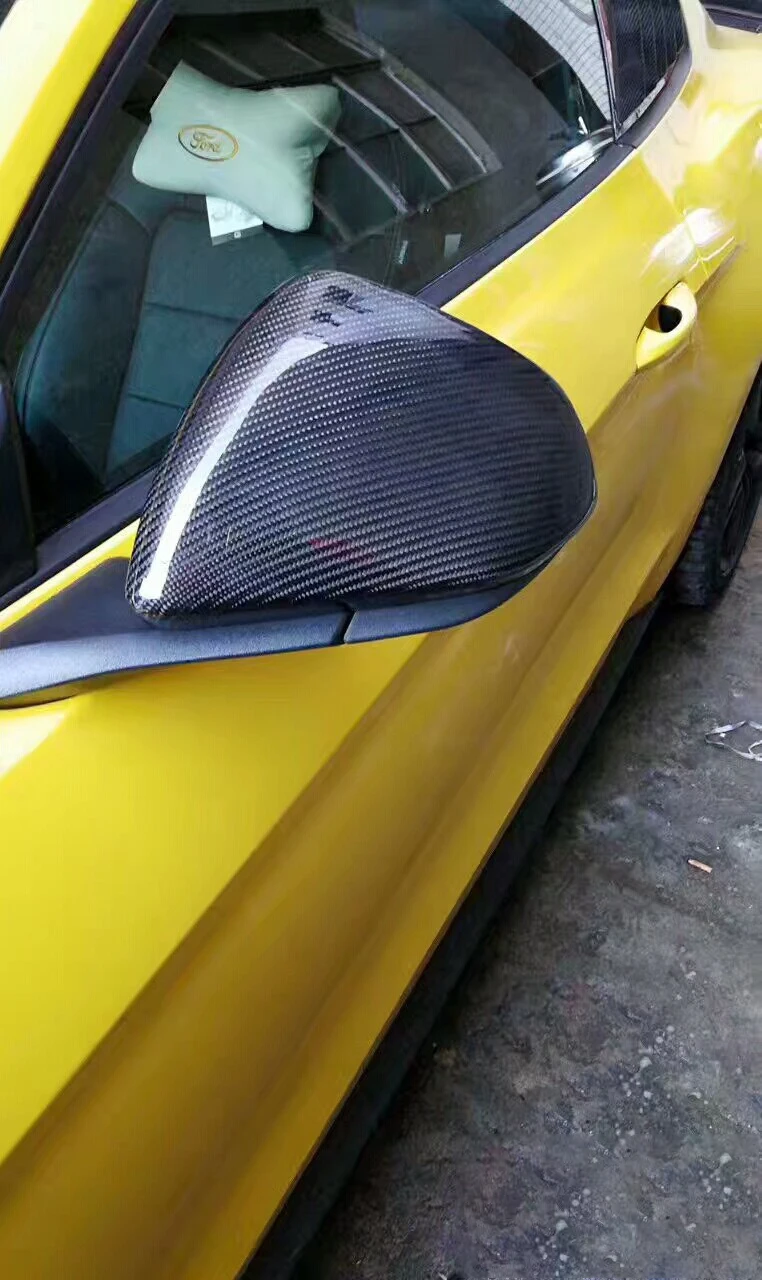 For Ford Mustang 2015-2022 European Version Add On Type Real Dry Carbon Fiber Rear View Mirror Cover Body Side Caps