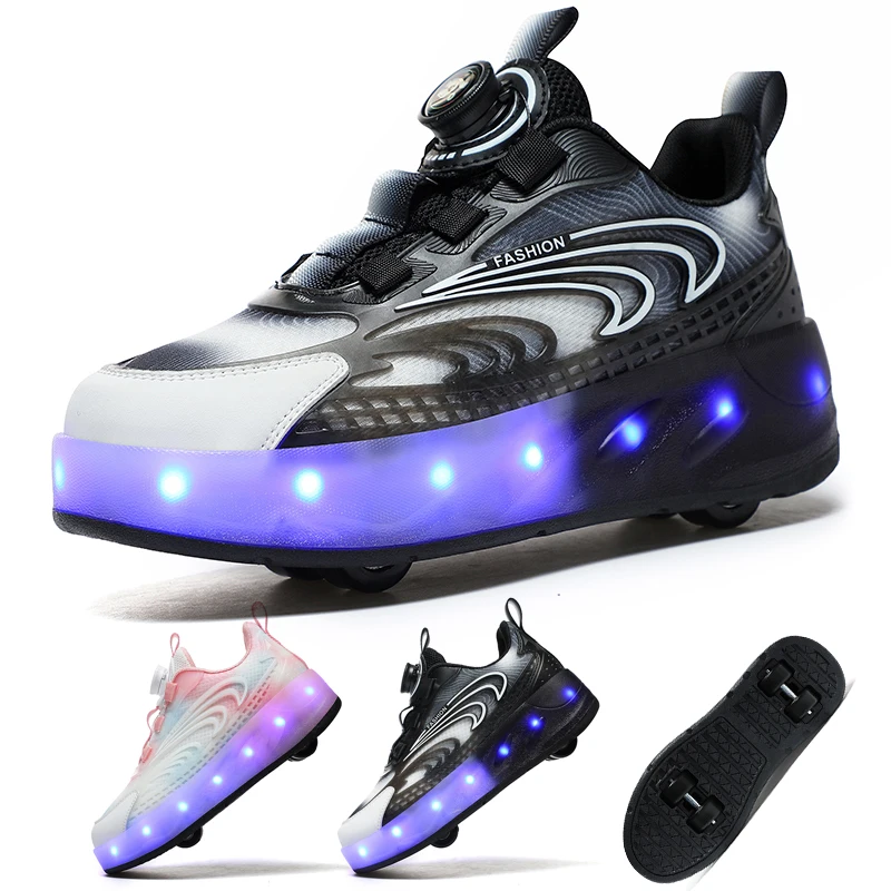 

The latest children's sports shoes boys and girls outdoor breathable roller skates multi-functional rotary buckle running shoes