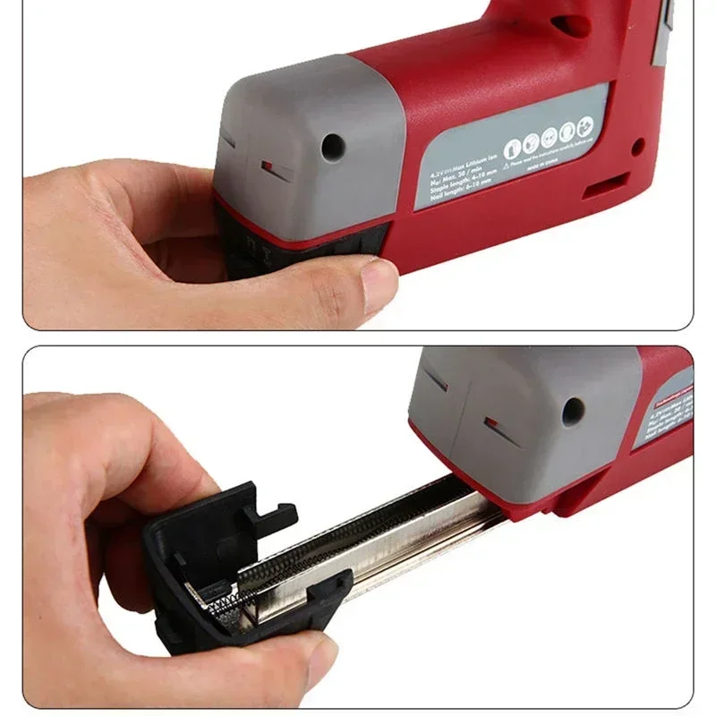 l L Professional Electric Stapler 4.2V Lithium-ion Cordless Heavy Duty Nail Gun Staple Gun Nailer