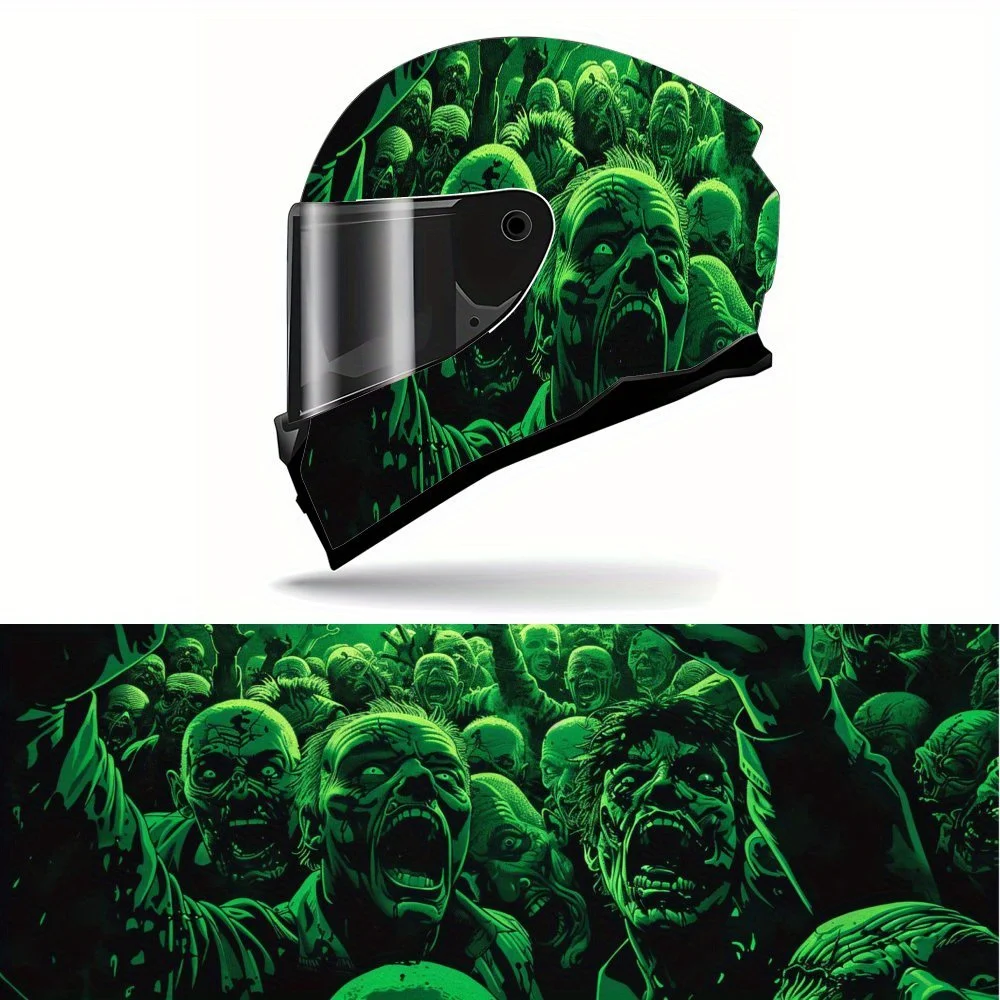 

Виниловая пленка для мотоциклетного шлема Green Zombie Group, самоклеящаяся водонепроницаемая наклейка, декоративная пленка против царапин для полного лица