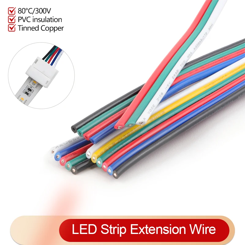 `2-20m LED Strip Extension Wire 2/3/4/5/6 Pin 18 20 22AWG PVC Tinned Copper Cable for RGB RGBW RGBCCT WS2812B LED Light Strip`