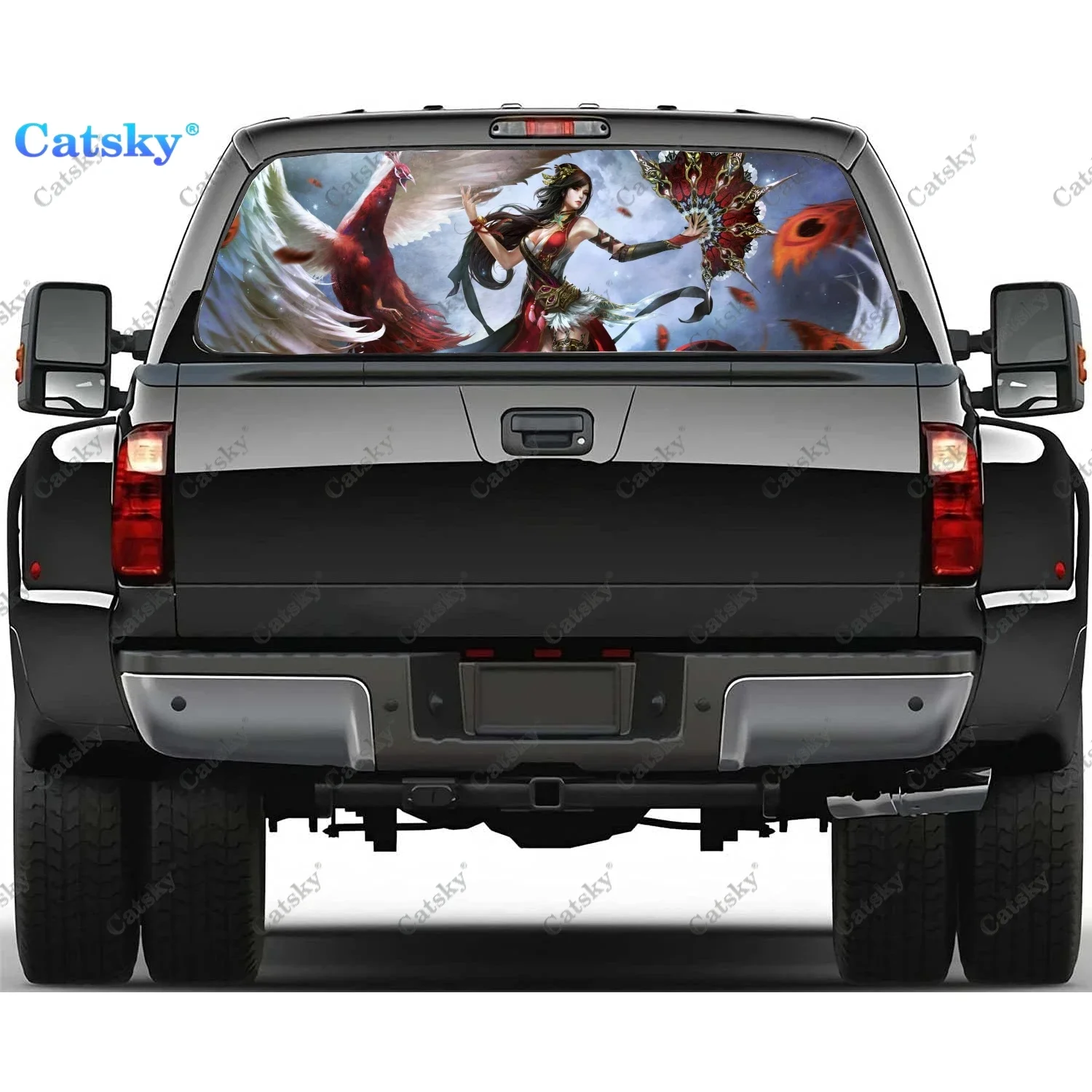 

Warrior Women Rear Window Decals for Trucks,Pickup Window Decal,Rear Window Tint Graphic Perforated Vinyl Truck Stickers