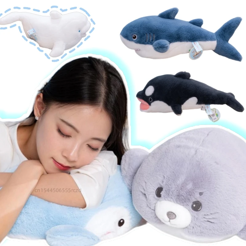 

60cm Cartoon Marine Animal Shark Plush Doll Pillow High Quality Whale Seal Dolphin Plush Toy Home Decoration Gift For Children