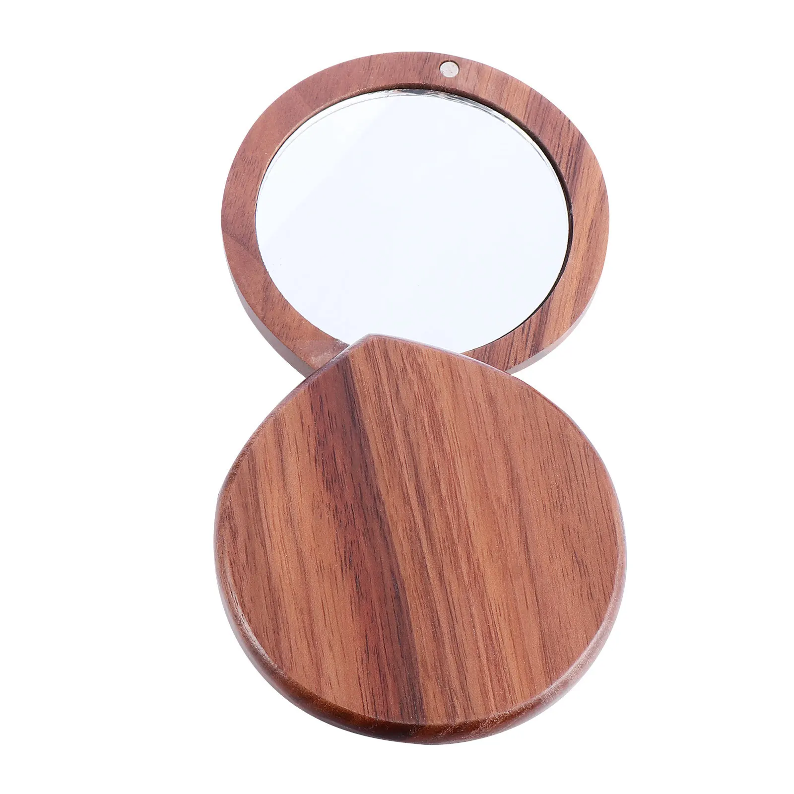 1Pcs Wooden Handle Makeup Mirror Small Portable Mirror for Women Girls Clear Reflection Mini Desktop on