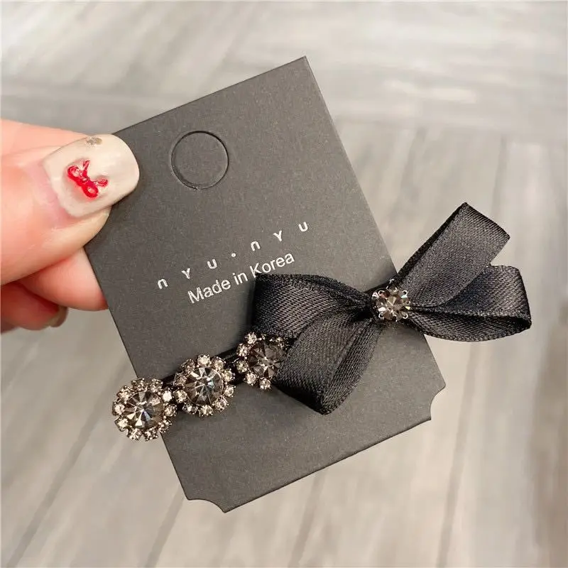 1/2 Stück Damen-Haarspangen, koreanische Schleife, Strass, süß, elegant, sanft, Haarnadel, Kopfbedeckung, Kawaii, hochwertiger Haarschmuck