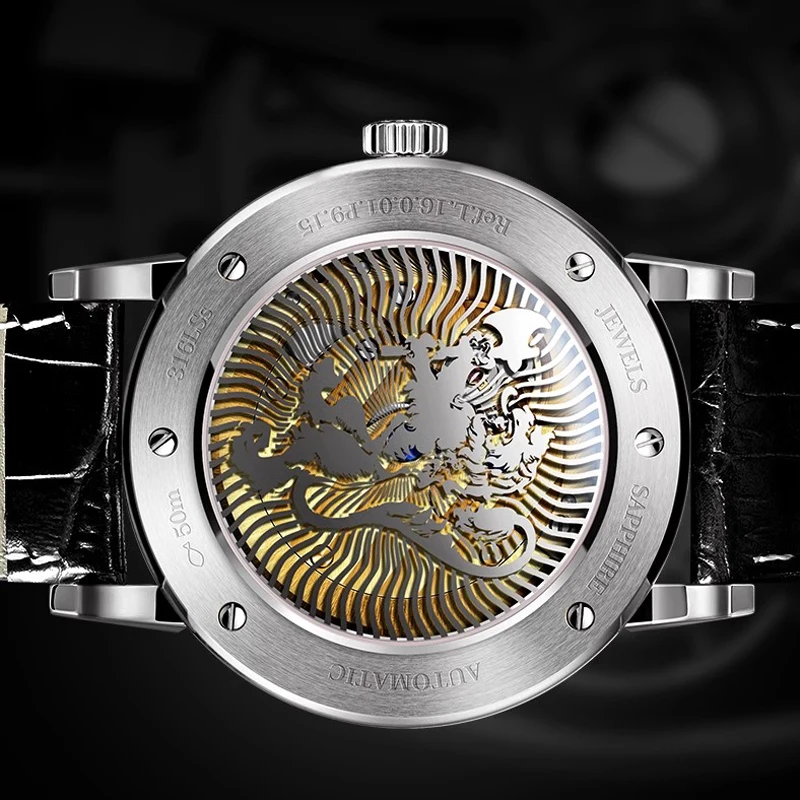 Poniger luxo gaivota 1653 movimento relógios mecânicos automáticos masculino vidro de safira relógio à prova dwaterproof água data semana relógios