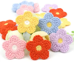 40Pcs 2.8cm Woolen Yarn Embroidery Flowers Patches Sew-on Appliques for Crafts Headwear Accessories DIY Hairpin Decor Ornaments