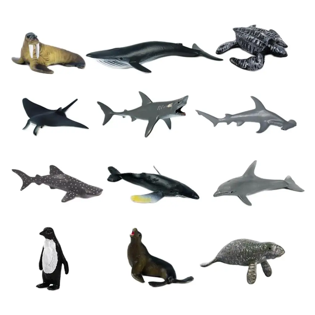 12 Pieces Sea Life Animal Model Figurine Kids Educational Toys