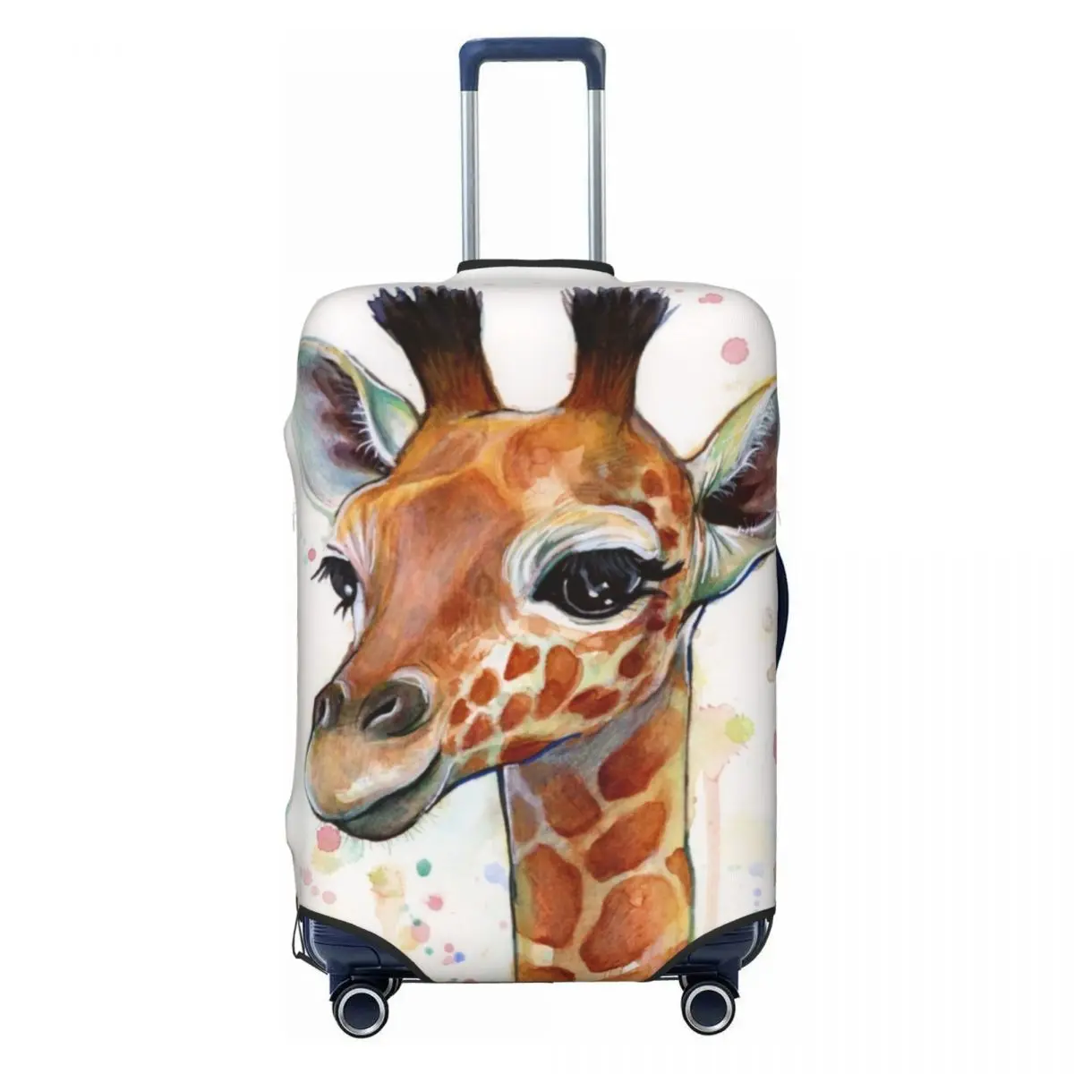 Giraffe Suitcase Cover Baby Giraffe Watercolor Painting Nursery Art Business Vacation Elastic Luggage Accesories Protector