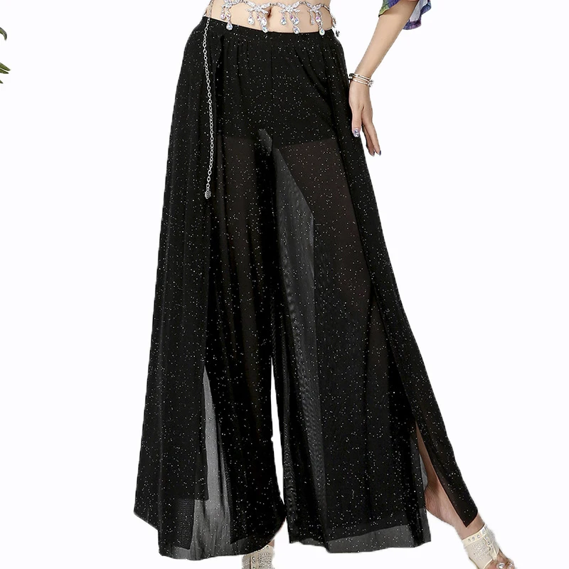 New Women Belly Dance Costumes Sexy Sprinkle Mesh Practice Clothes Pants Professional Oriental Dance Clothes Female Adult Black