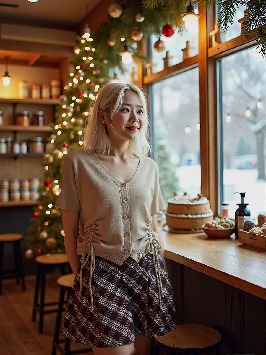 Gonne stile preppy impero scozzese per donna Abiti da donna da ufficio Primavera pizzo lungo banchetto romantico femminile delicato occhiello cavo