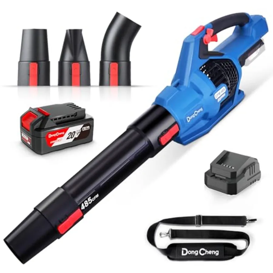 

Brushless 20V Leaf Blower with 485 CFM Variable Speed and Turbo Mode for Efficient Outdoor Cleanup Includes 3 Nozzles Shoulder