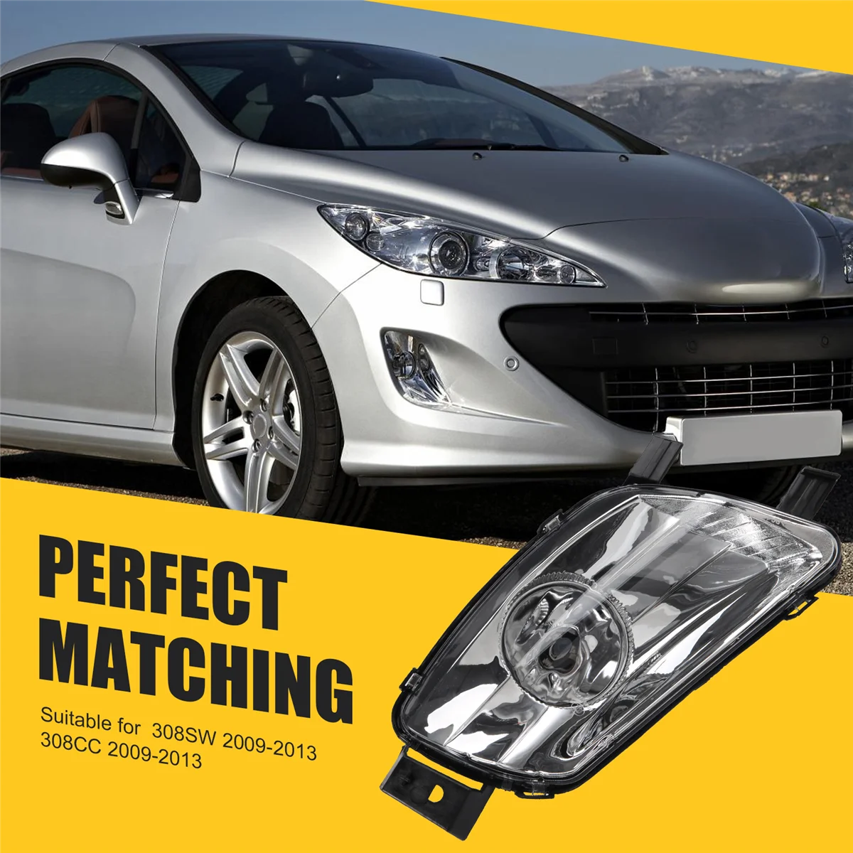 9670528380 Car Front Bumper Left Fog Lights Assembly Foglight with Bulb for Peugeot 308 408 308SW 308CC - view 5