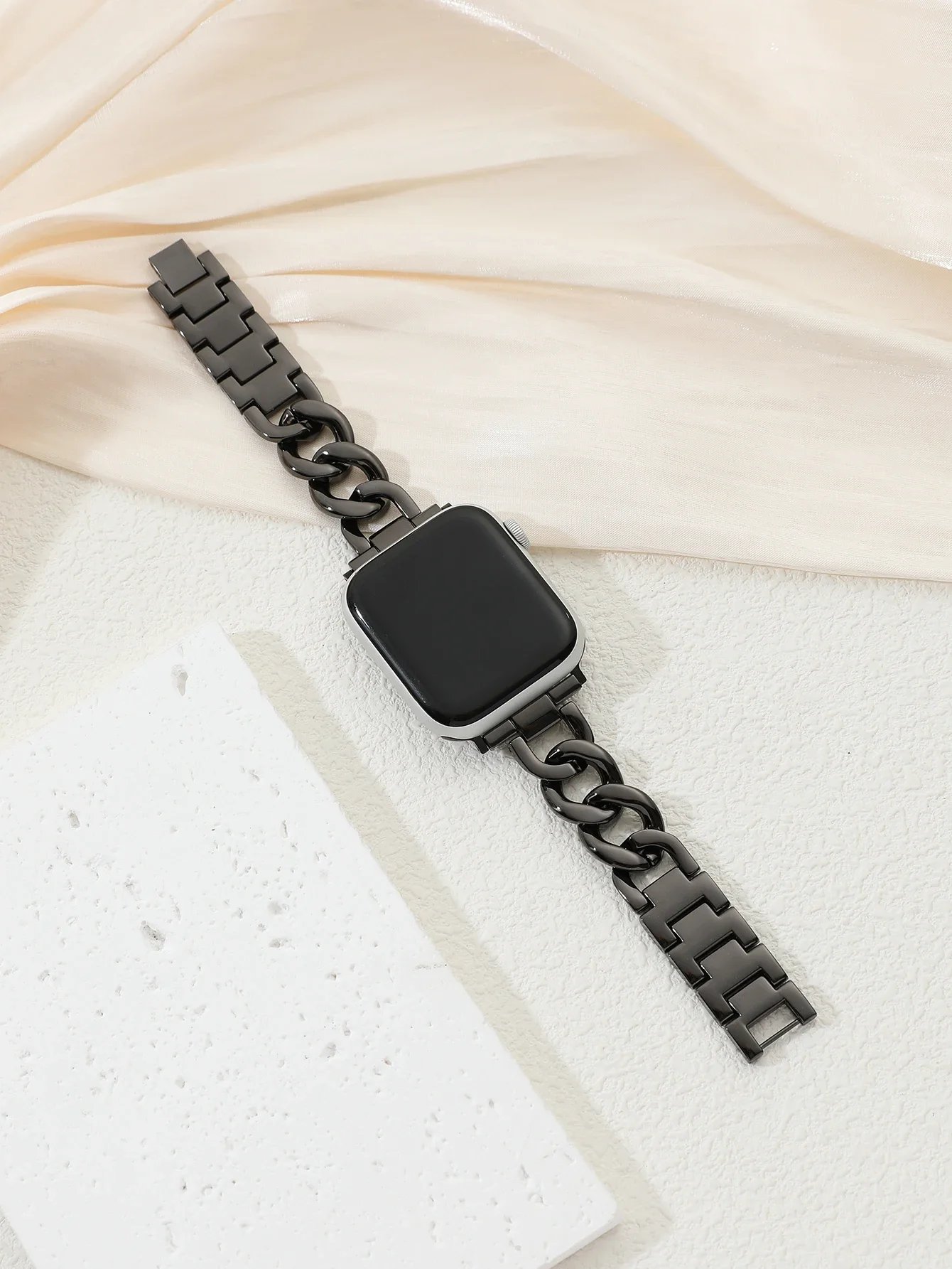 Bracelet à maillons cubains pour bracelet de montre Apple 40mm 41mm 45mm 44mm 49mm bracelet métallique en acier inoxydable iWatch série 8 7 6 5 se ultra