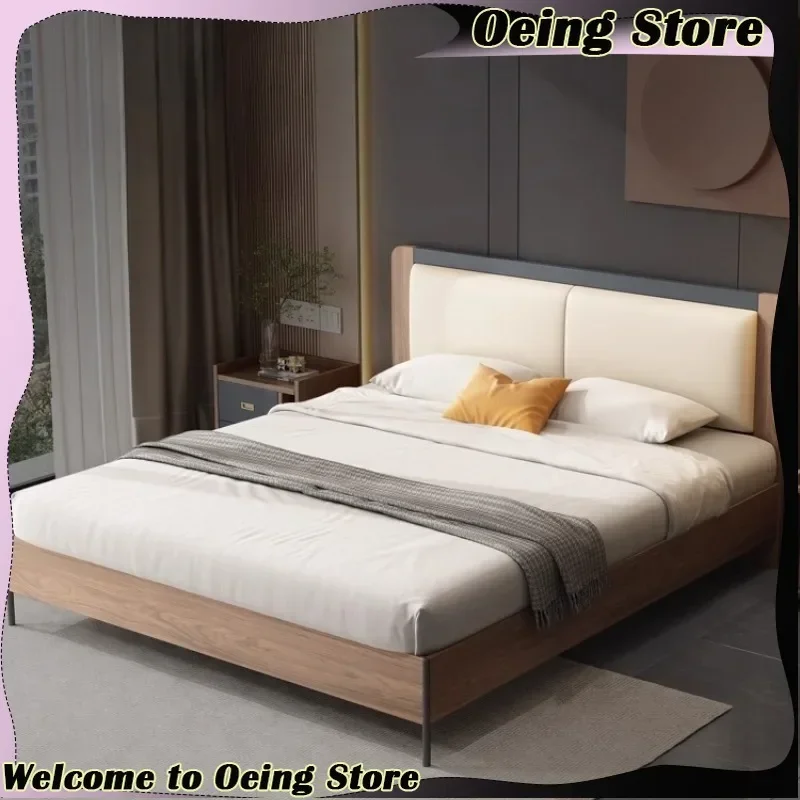 Headboard Double Luxury Bed Frames 2 People Floor Full Size 180x200cm Bedroom Bed Minimalist Lounge Frame Home Bedroom Furniture