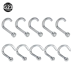 10Pcs/lot G23 Titanium Nose Stud Set Nose Piercing 18G 20G Screw Nose Ring Nostril Piercing Nariz Stud Earrings Body Jewelry