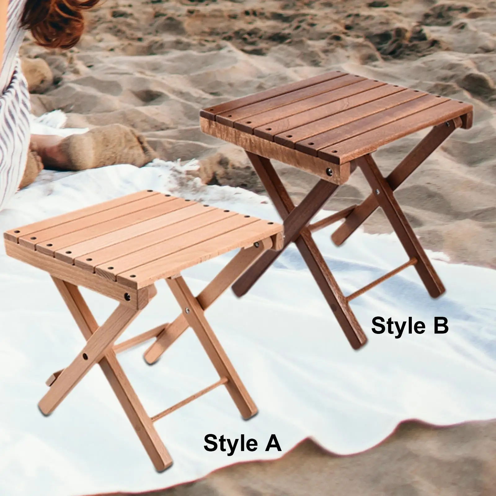 

Wooden Folding Stool with x Shaped Structure Compact for BBQ Yard Travel