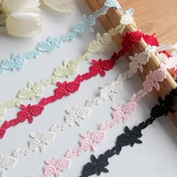 5Yards Silky cotton water soluble embroidery lace fine lace small rose skirt edge decoration clothes DIY accessories 1.5cm SC552