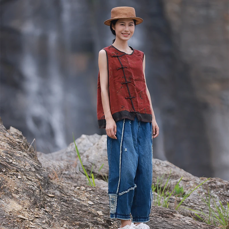 

Летние джинсы из чистого хлопка в оригинальном дизайне, в стиле ретро, с художественным пэчворком, с дырками, широкие брюки с высокой талией, длинные прямые брюки-трубы