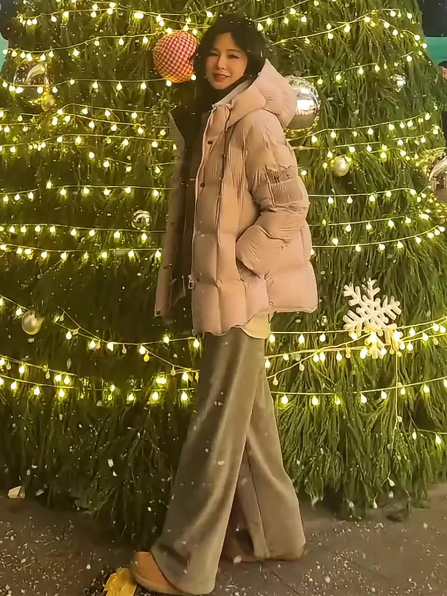 

Женское пуховое пальто Thiened с эффектом облачности, удлиненное, теплое, свободного кроя, средней длины, с капюшоном, повседневное, для зимы