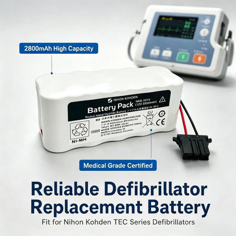 NKB‑301V Ni‑MH Replacement Battery for Nihon Kohden TEC‑7621C TEC‑7631C TEC‑7700 TEC‑5521 TEC‑5531 Defibrillator