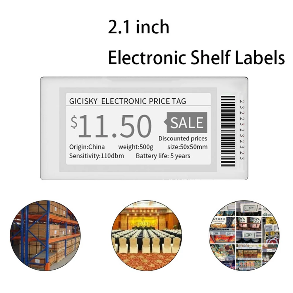 2.1 Inç Elektronik Fiyat Etiketi ESL TFT Ekran Android APP için Dağınık Yazma Yok Bluetooth Bağlantı Yönetimi 1 Adet F