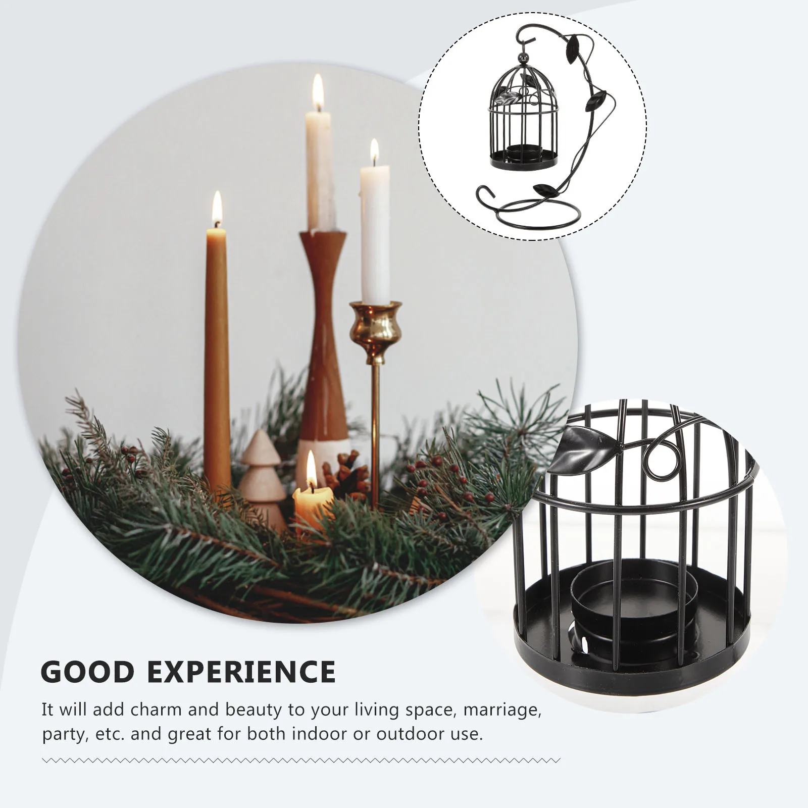 

1Pcs Birdcage Candlestick Vintage Iron Holder Table Decoration for Home Wedding Party Indoor Outdoor Use Black