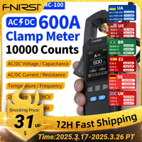 FNIRSI DMC-100 DC AC Current Voltage Clamp Meter USB Charger 10000 Counts 600A Amperimetric Clamp Tester NCV Electrician Tools