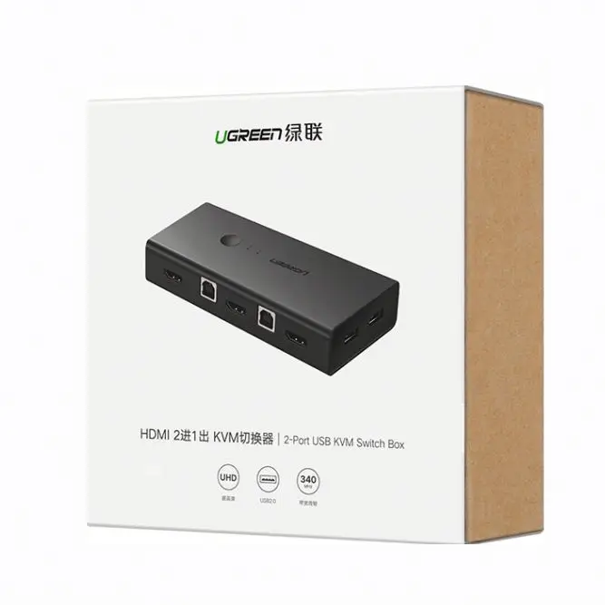 UGREEN KVM Switch 2 Port  and USB Switcher 2 in 1 Out 4K@30Hz KVM Switches