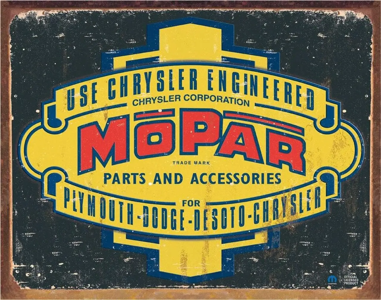 Desperate Enterprises Mopar Logo 37 - 47 Tin Sign - Nostalgic Vintage Metal Wall Décor - Made in USA