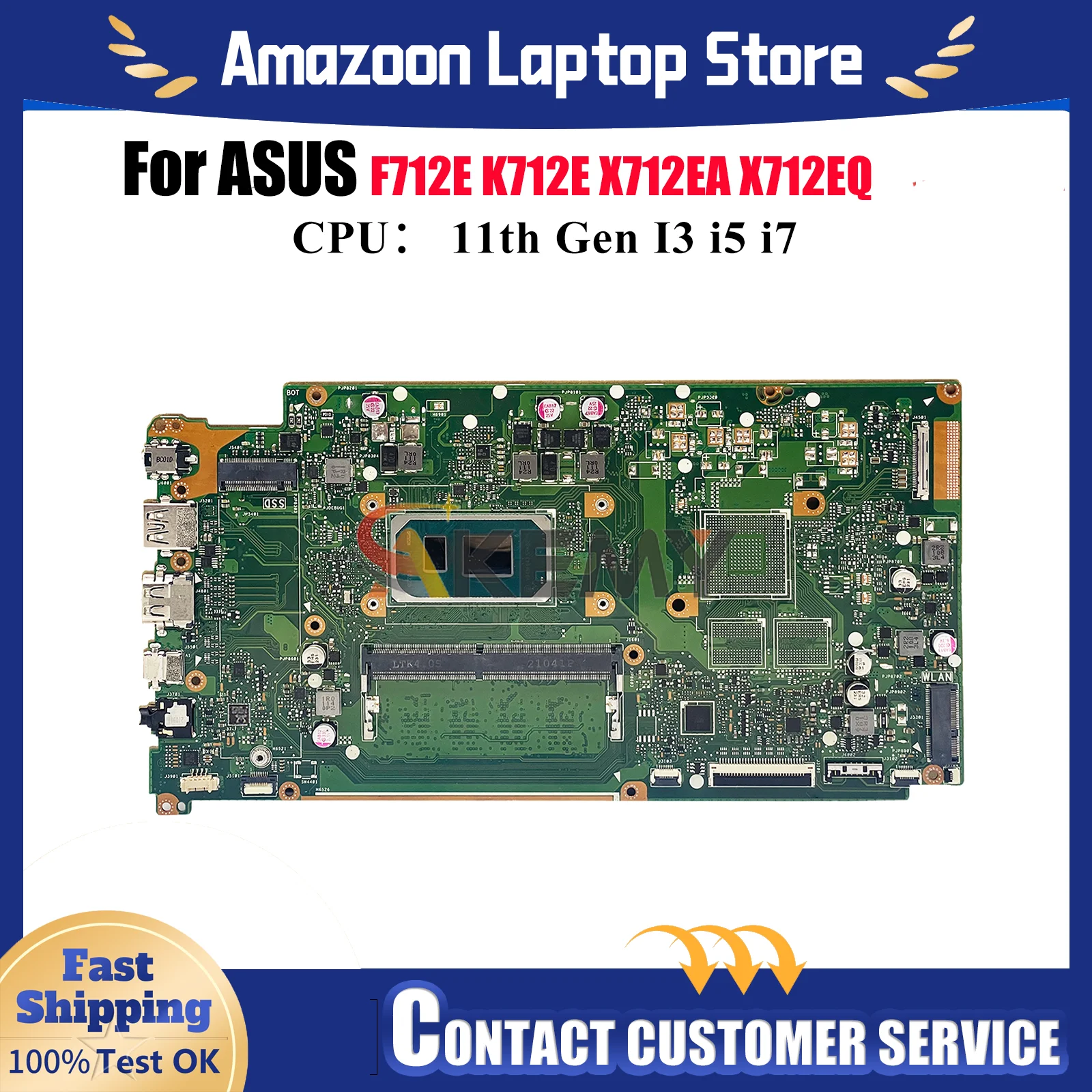 

X712EA Материнская плата для ноутбука ASUS VivoBook X712EA X712EQ X712E K712E F712E Материнская плата с 11-го поколения I3 i5 i7 100% tests OK stk