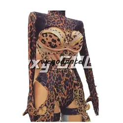 Sexy GOGO Sexy Leopard Pattern Belt Chain Bar Gogo DS Interactive Performance