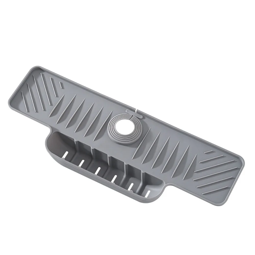 

Quick Dry Faucet Splash Pad Slope Design Non Slip Sink Draining Tray Space-Saving Cuttable Silicone Water-draining Mat