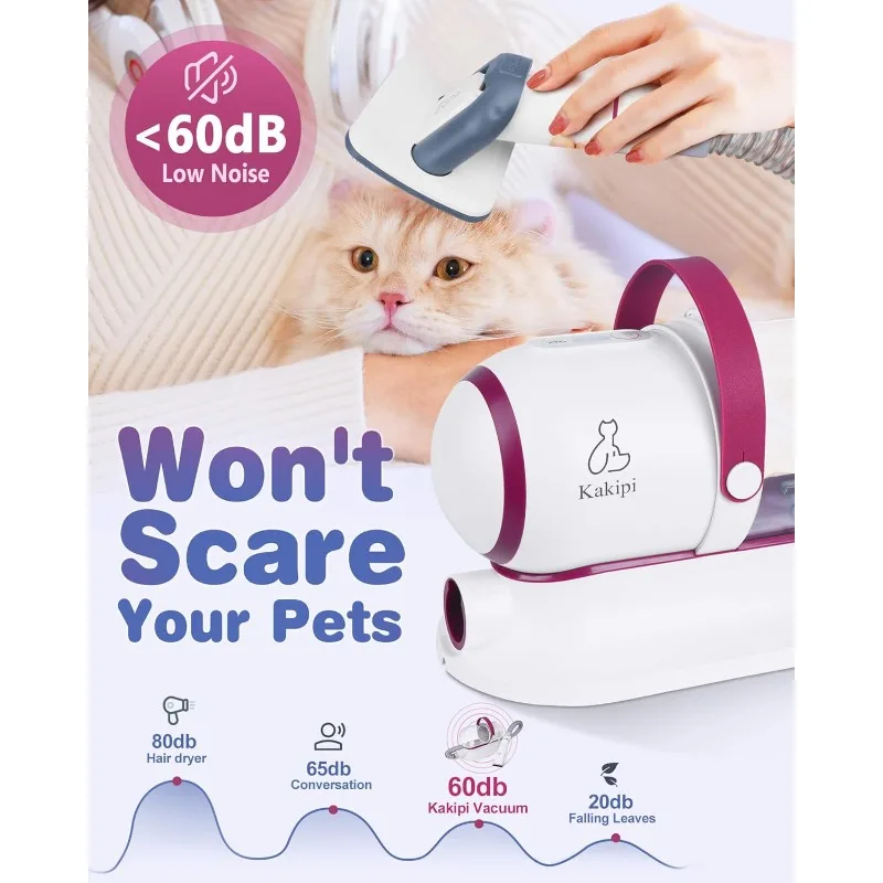 전문 애완동물 미용 진공청소기 (털갈이 브러쉬, 클리퍼, 드라이어, 클리너 포함), 1.5L 먼지통, 강아지, 고양이용 애완동물 미용 키트