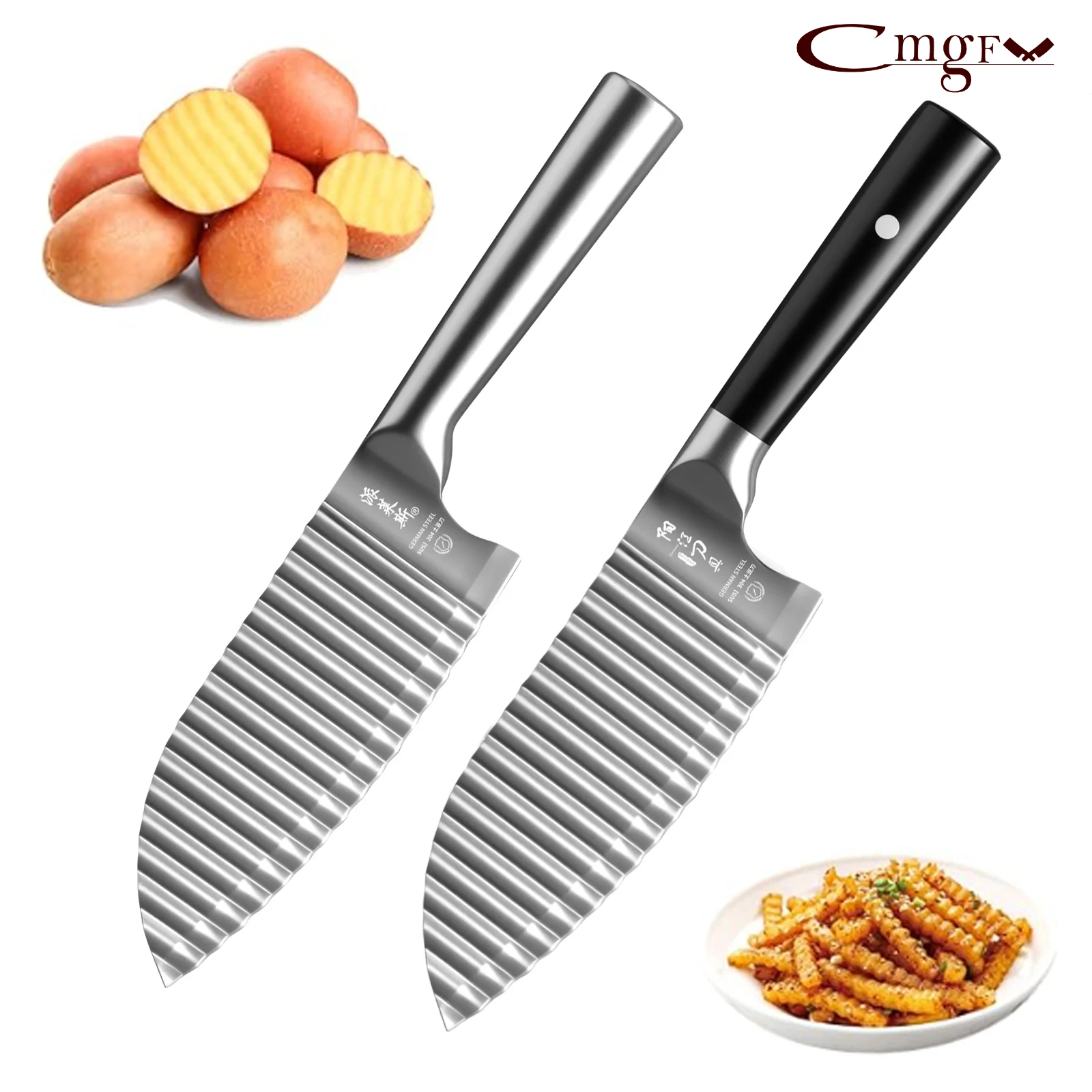 Haushalt Küchenmesser Kartoffel Pommes Messer Edelstahl Schneiden Karotte Gurke Kartoffel Wellenmesser, Muster Kochutensilien